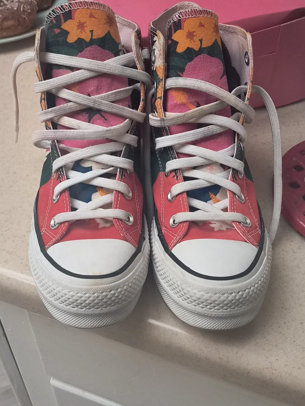 Converse Kids Floral High-Top Sneakers - Pink, Green, Yellow